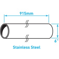 Air Intake Stainless Steel Tube, Straight, Plain End - 6" x 36"